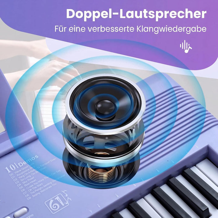 COSTWAY Keyboard Piano 61 Tasten, Digital Piano mit Ständer &amp; Mikrofon &amp; Tragetasche, E-Piano für Ei