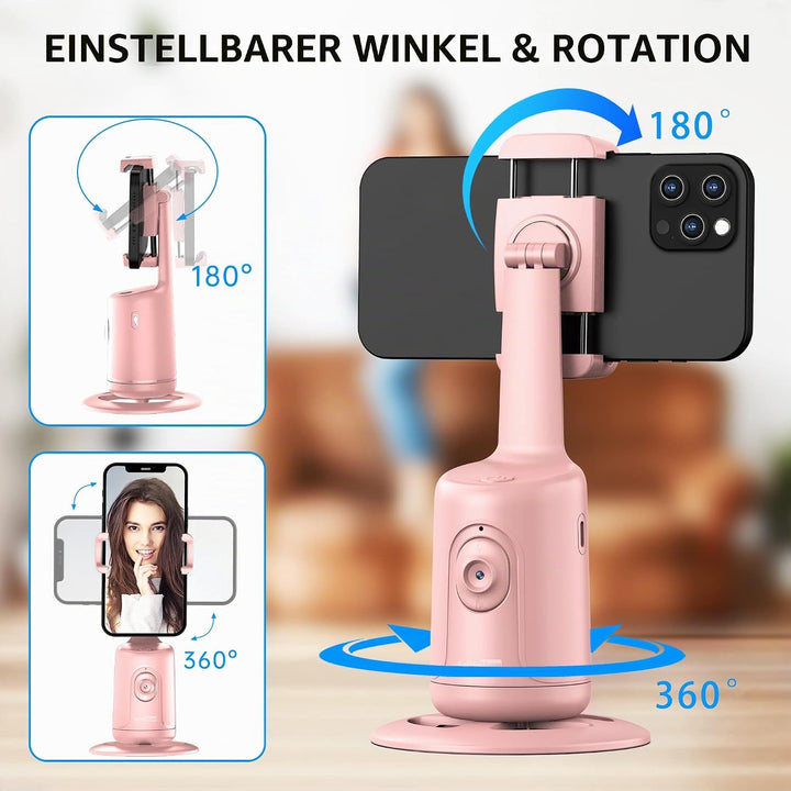 Auto Face Tracking Stativ, 360° Rotation Smart Tracking Telefonhalter, Keine App nötig, Smart Gesich