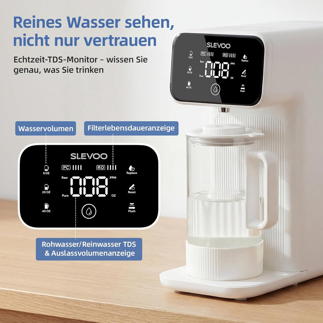 Auftisch Osmoseanlage Trinkwasser,6-stufiger Filtration gegen Nitrat & PFAS,Abwasserverhältnis 4:1,T