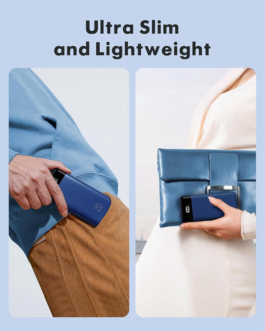 Power Bank, 22,5W Powerbank 20000mAh mit USB-C Kabel und LED-Display, PD3.0 QC4.0 Externe Handyakkus