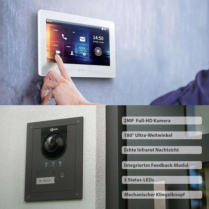Goliath Hybrid | IP | Full-HD Video Türsprechanlage | App | 1-Fam | 2 x Full-Touchscreen 17,78 cm (7