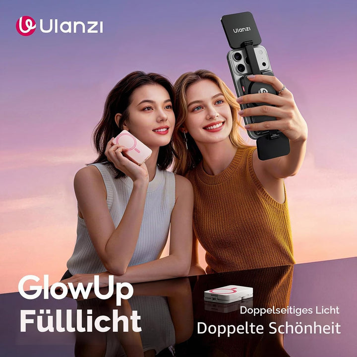 ULANZI GL01 [2026 Aktualisierte] Magnetische Selfie Licht für iPhone, Magnet LED Handy licht mit Zwe
