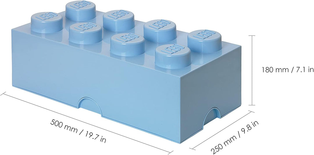 LEGO Aufbewahrungsstein, 8 Noppen, Stapelbare Aufbewahrungsbox, 12 l, hellblau, Hellblau