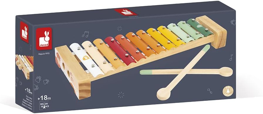 Janod - Xylophon aus Holz Sunshine - Rollenspielzeug und musikalische Früherziehung - Wasserfarbe -