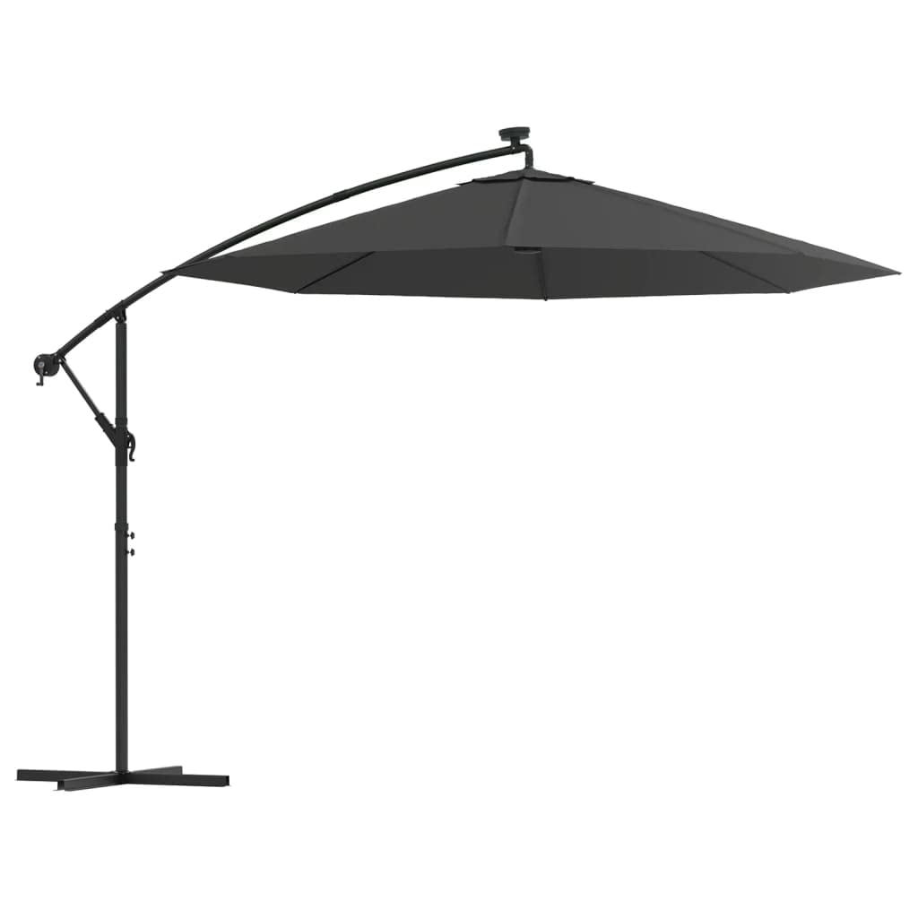 vidaXL Ampelschirm LED 300cm Anthrazit Sonnenschirm Kurbelschirm Gartenschirm 300 cm Anthrazit, 300