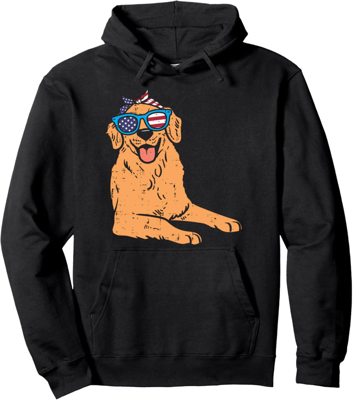 Bandana Golden Retriever American USA 4th Of July Fourth Dog Pullover Hoodie