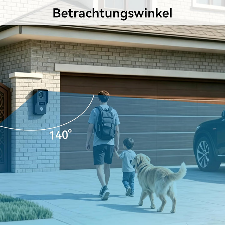 Video-Türsprechanlage, 2 Draht WiFi Türklingel mit 7" Farb-Touchscreen, 1080p Nachtsicht und Zwei-We