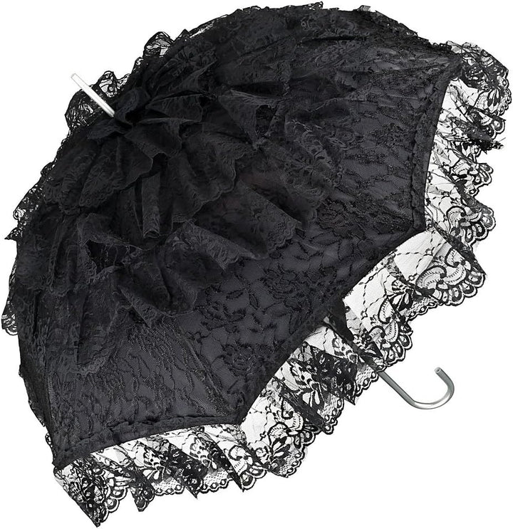 VON LILIENFELD Regenschirm Damen Sonnenschirm Brautschirm Hochzeitsschirm Melissa schwarz Rüschen