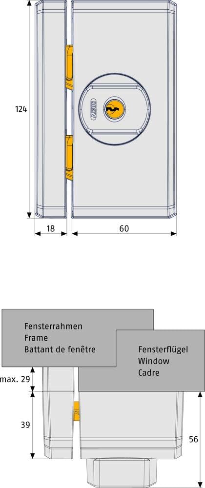 ABUS Fenster-Zusatzsicherung FTS96A AL0125 - Fensterschloss mit intuitivem Schliessmechanismus und A