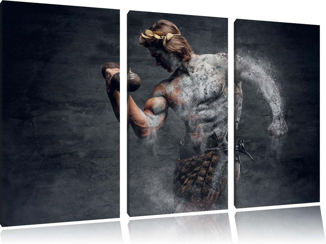 Pixxprint antiker männlicher Sportler als Leinwandbild | Grösse: 3 Teilig (120x80) | Wandbild| Kunst