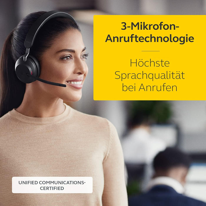 Jabra Evolve2 65 Wireless PC Headset – Noise Cancelling UC Certified Mono Headphones with Long-Lasti
