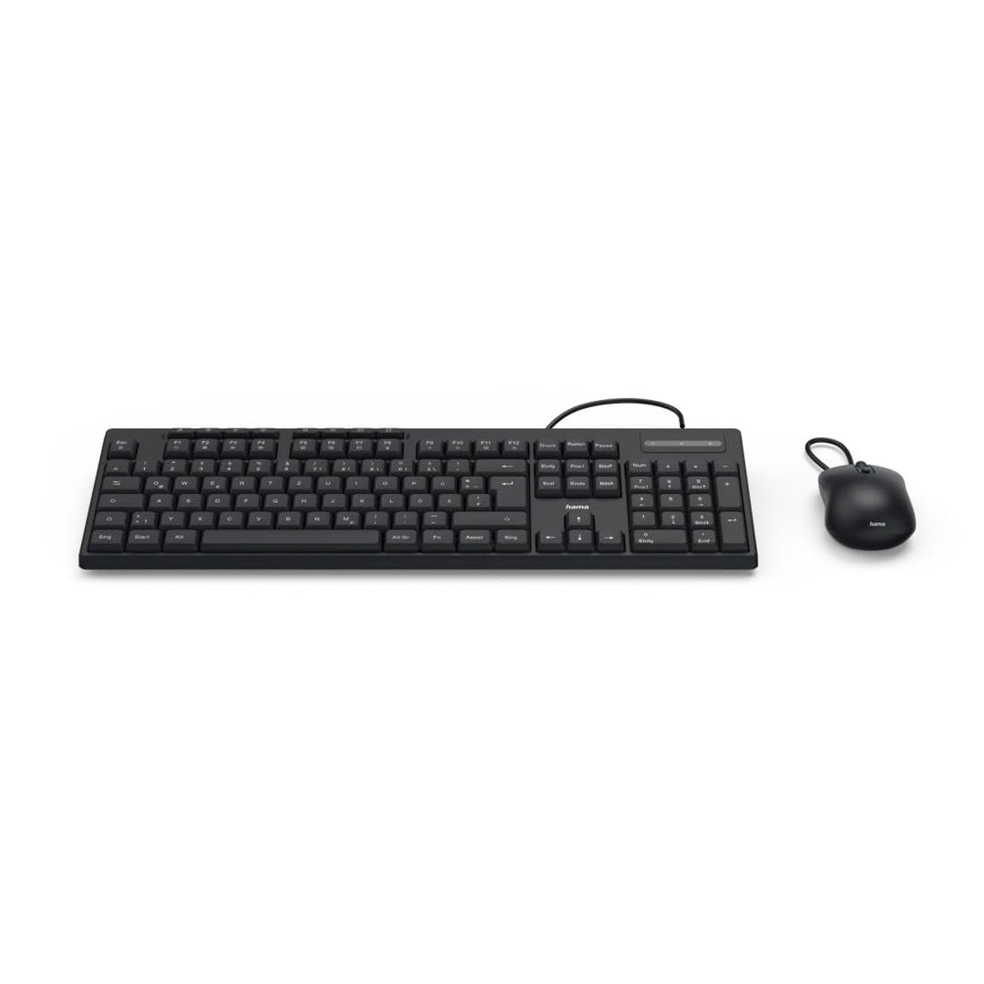 Hama Tastatur Maus Set CKM-200 (USB Tastatur, USB Maus, ergonomisches Tippgefühl, leise Tasten, Kabe