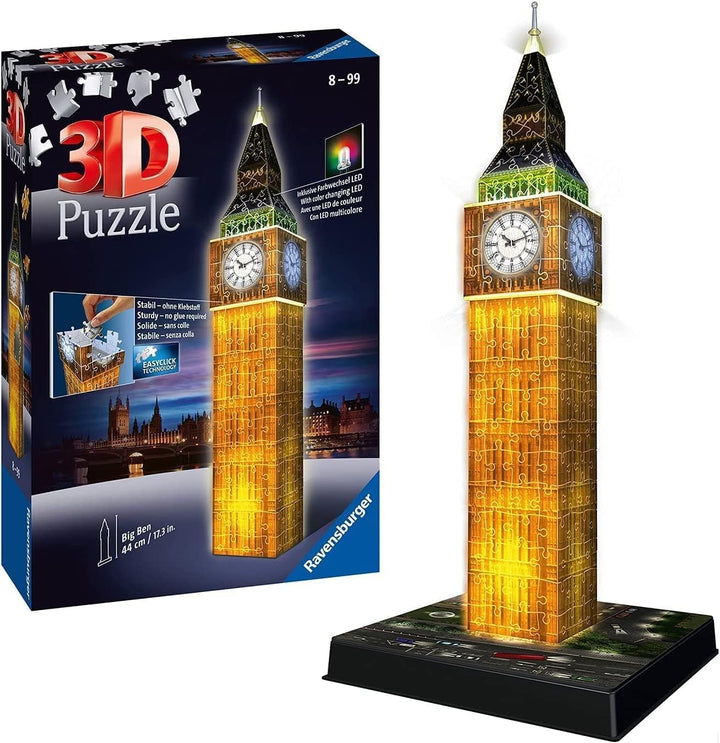Ravensburger 3D Puzzle Big Ben bei Nacht 12588 - Das berühmte Bauwerk als Night Edition mit LED - 21