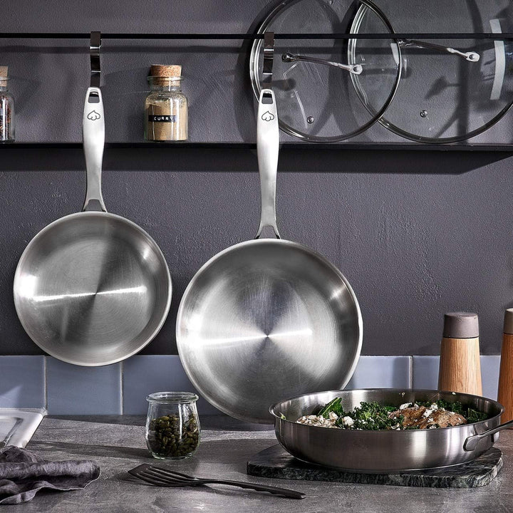 Springlane Edelstahl Bratpfanne Ø 24cm mit Glasdeckel – Induktion, Ofenfest bis 250°C, Unbeschichtet