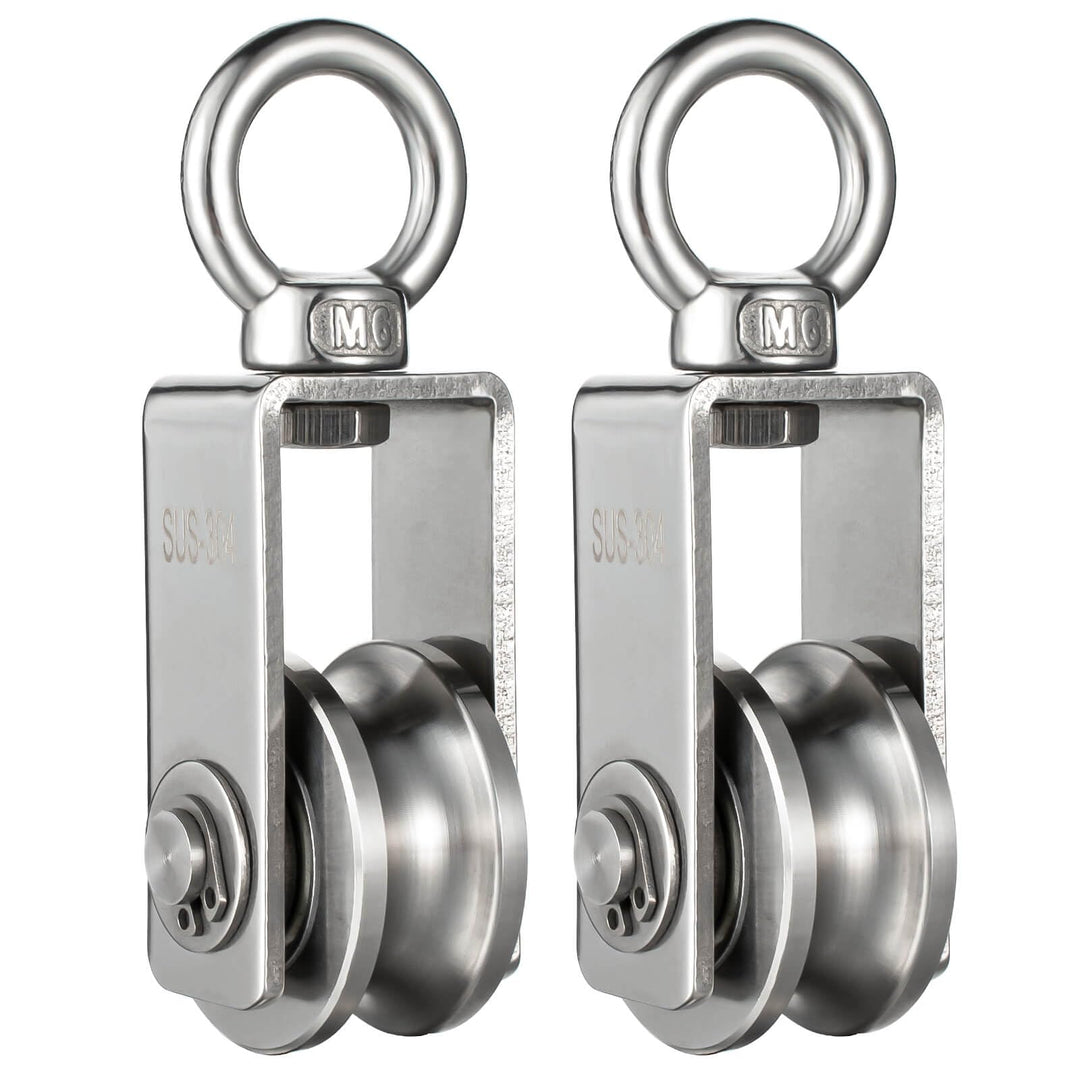 Umlenkrollen mit 2 Kugellager, Seilrolle Fitness Edelstahl 304 Flaschenzug für Seile Stahlseil,Tragk