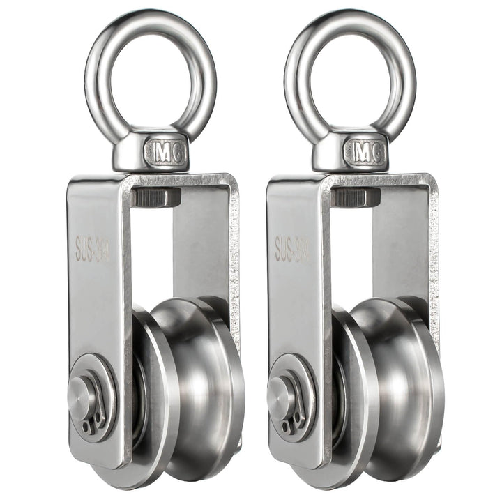 Umlenkrollen mit 2 Kugellager, Seilrolle Fitness Edelstahl 304 Flaschenzug für Seile Stahlseil,Tragk