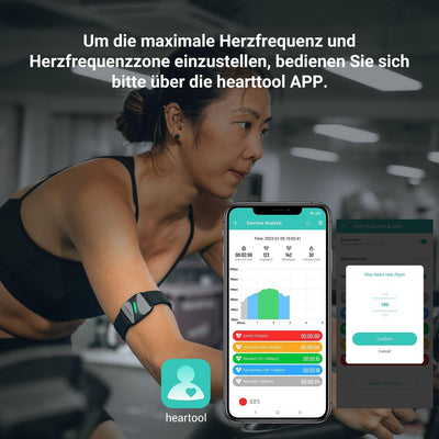 COOSPO HW807 Herzfrequenzmesser Armband Armgurt Bluetooth5.0 ANT+, HRV Herzfrequenz-Trainingsbereich