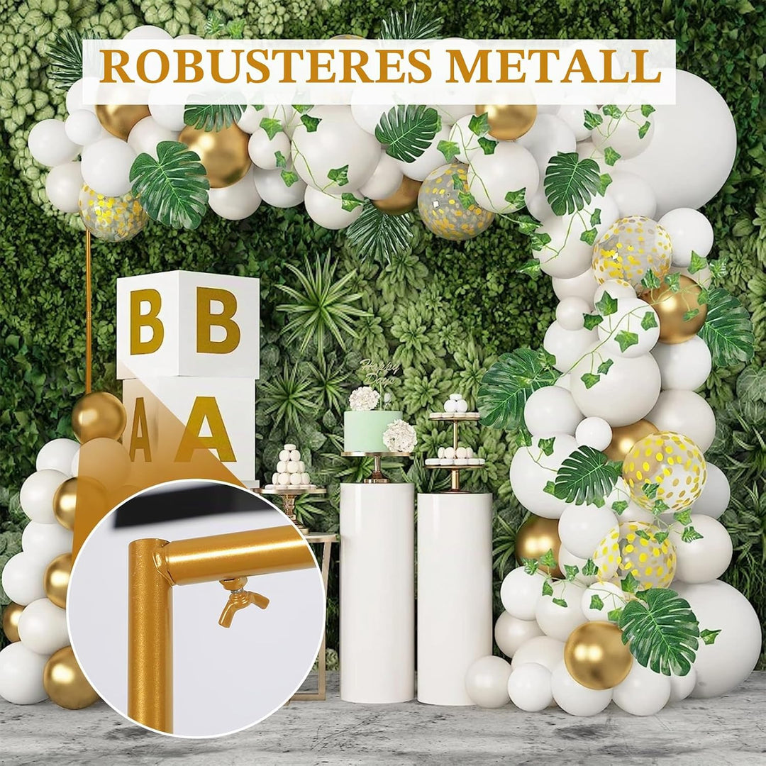 Hochzeitsbogen Hintergrundständer, Goldener Metallrahmen Quadratisch Ballonbogen Gestell Blumenrahme
