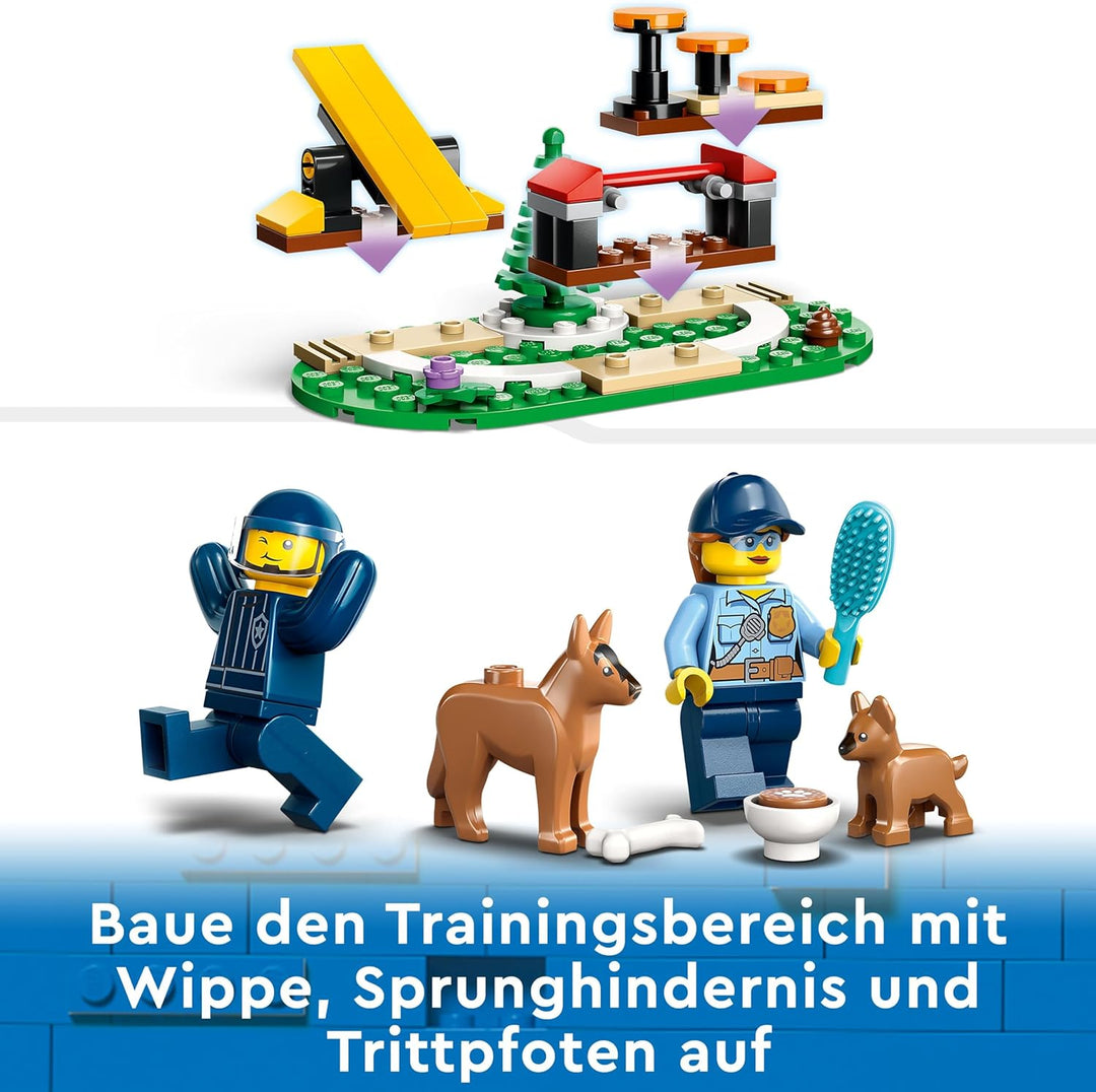 LEGO City Mobiles Polizeihunde-Training, Polizeiauto-Spielzeug mit Anhänger, Hunde- und Welpenfigure