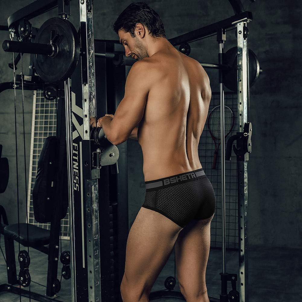BSHETR Herren-Unterwäsche, Unterhosen Männer Slips, 3er-Pack, 5er-Pack, Netzstoff, niedrige Taille,