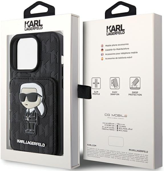 CG MOBILE Karl Lagerfeld Saffiano Hartschale mit Kartenfach für iPhone 15 Pro