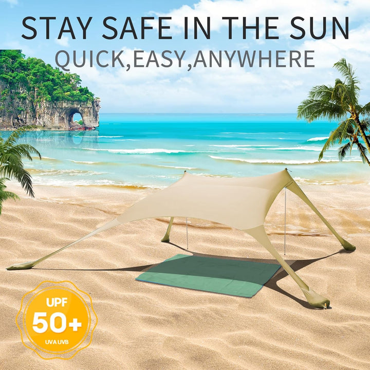 Strandzelt, Pop-Up, 2x2.1 m, LSF 50, Lycra, Sonnenschutz, für den Aussenbereich, Anti-Wind, Sonnensc