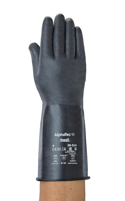 Ansell ChemTek 38-514 Butyl/Viton Handschuhe, Chemikalien- und Flüssigkeitsschutz, Schwarz, Grösse 9