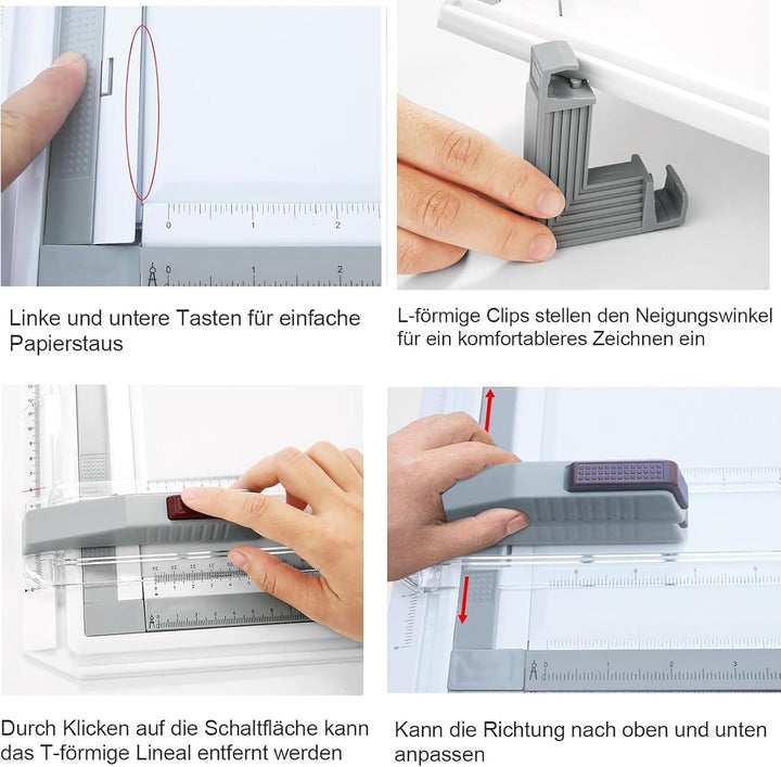 A3 Zeichenbrett Professioneller DIN A3 geo-Board zeichenplatte mit Schnell-Zeichendreieck, Parallel-