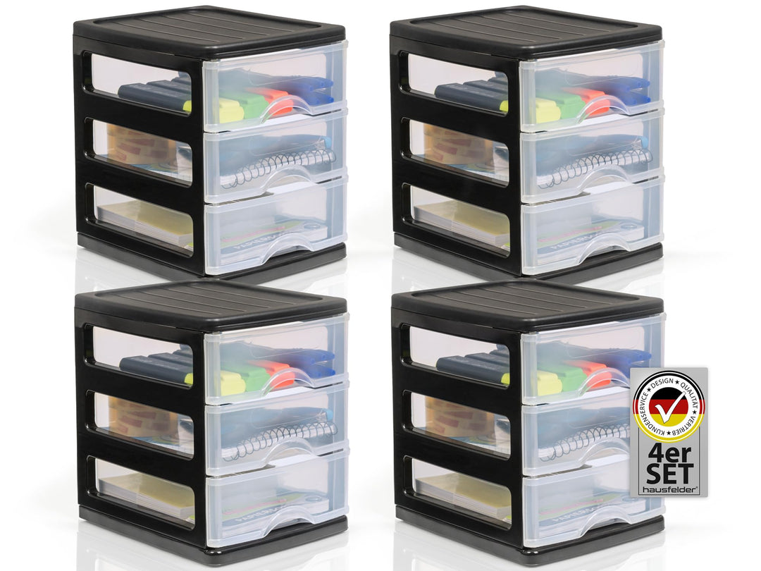 Hausfelder Schubladenschrank, Schubladencontainer, Schubladen Format A6, durchsichtige Schubladen, B
