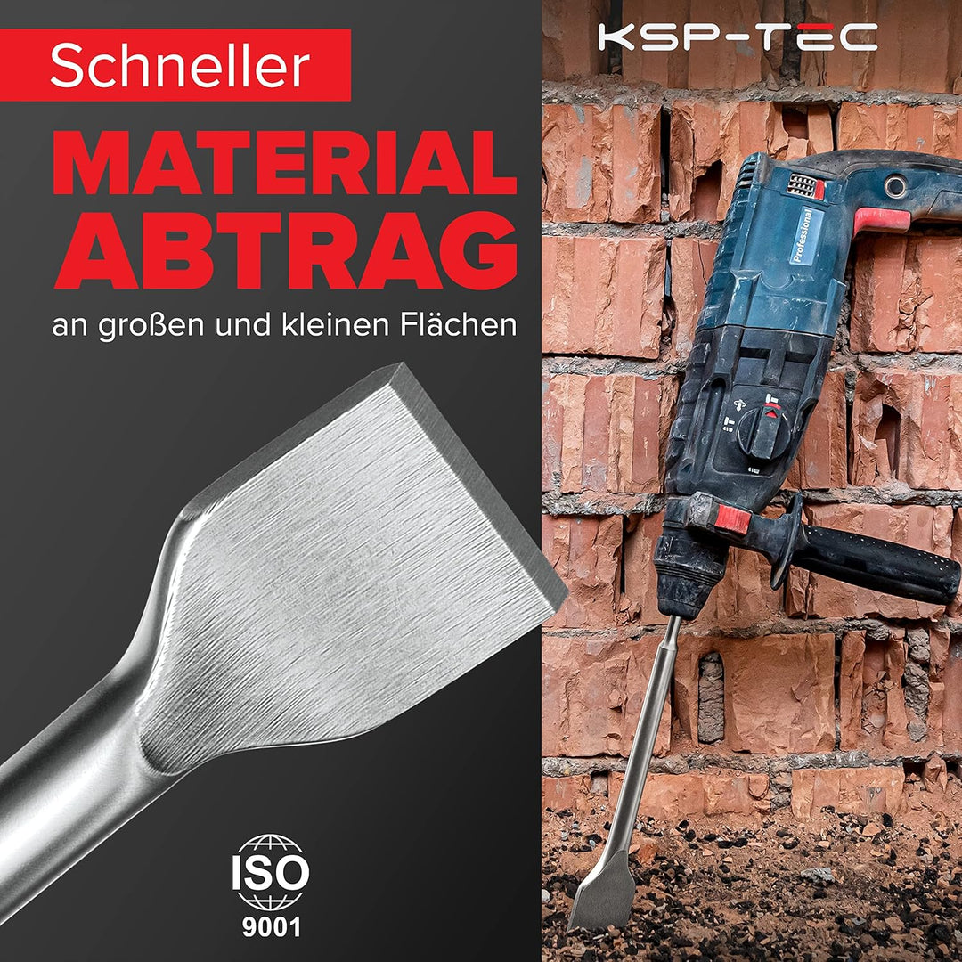 KSP-TEC® | SDS Plus Meissel Set | bestehend aus FLIESENMEIssEL, Flachmeissel und Spitzmeissel | verp