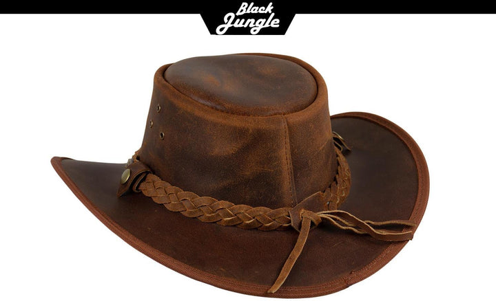 Black Jungle Bulat Lederhut, Westernhut, Australienhut, Cowboyhut S Ocker, S Ocker
