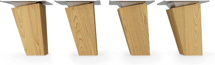 Sossai® Holz-Tischbeine - Clif Square | Öl-Finish | Höhe: 8 cm | HMF4 | eckig, konisch (schräge Ausf