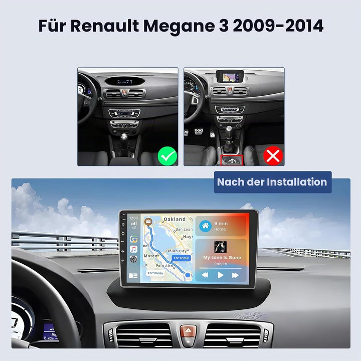 [2+64GB] Android 13 Autoradio, Wireless CarPlay Android Auto, für Renault Megane 3 2009-2014 Radio,