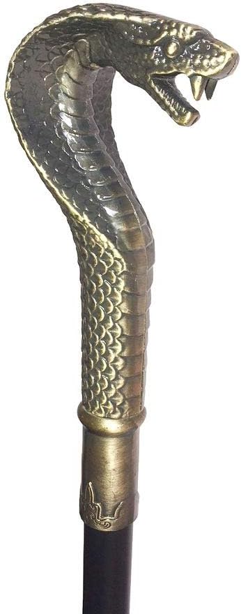 shoperama Gehstock mit Kobra-Griff aus Metall Spazierstock Schlange Gothic Steampunk Kostüm-Zubehör