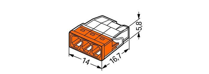 WAGO Klemme, 3-Leiter, Verbindungsdosenklemmen, 2273-203 (100 Stück), Orange, 3er Pack Orange 100 St