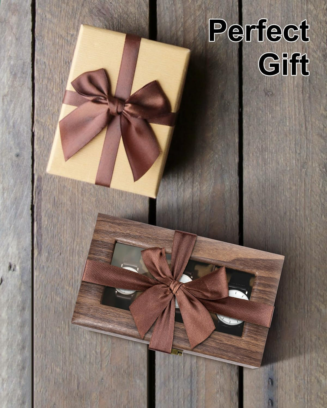 Uten Uhrenbox mit 3 Fächern, Uhrenbox mit Glasabdeckung, Uhrendisplay Aufbewahrungsbox für Damen und