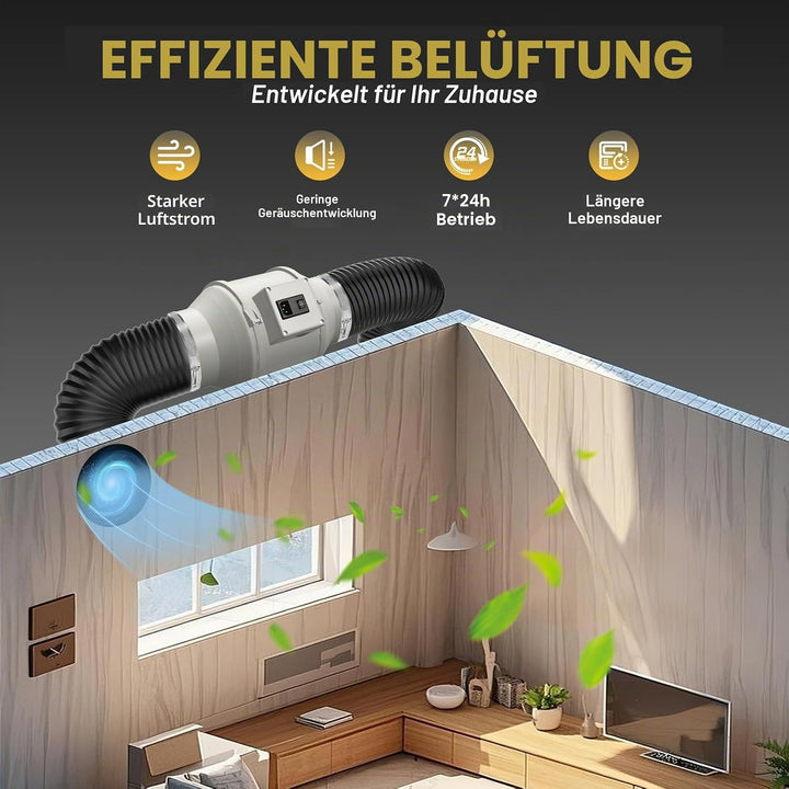 FanGoFast Rauchabzug Rohrventilator 125 mm Inline-Kanalventilator Abluftventilator Rohrlüfter 230 V