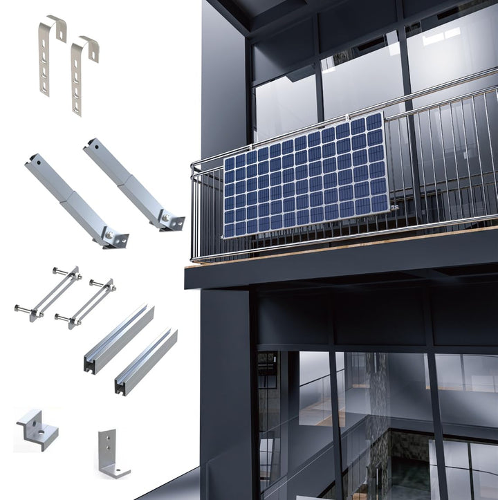 Balkonkraftwerk Montageset für 1x Solarmodul - Solarmodul Halterung verstellbare Halterung/Befestigu