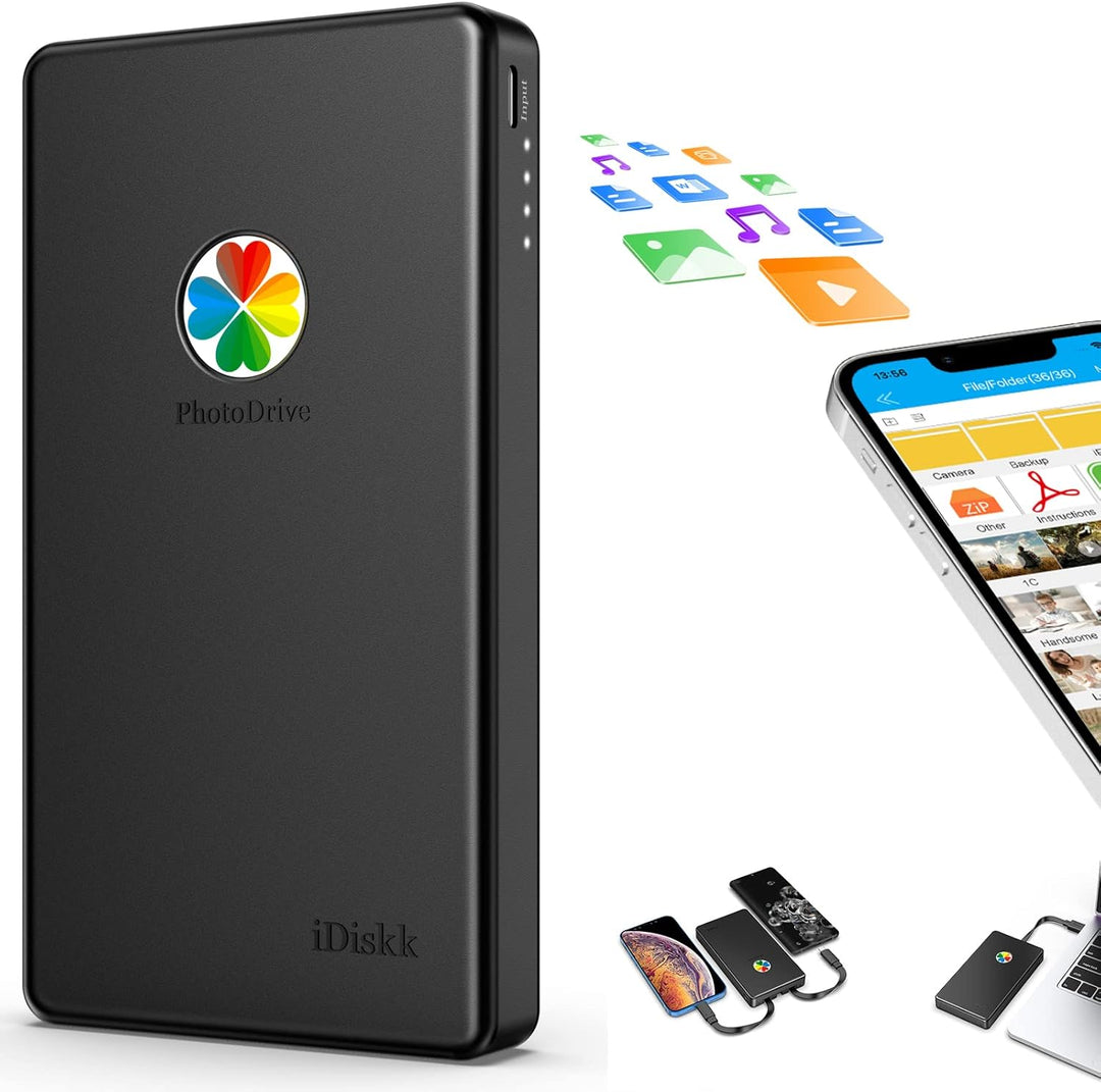 iDiskk 2 TB (2000 GB) Externe Lightning-iPhone-Festplatte, MFi-Zertifiziert, 3-in-1 mit 3 integriert