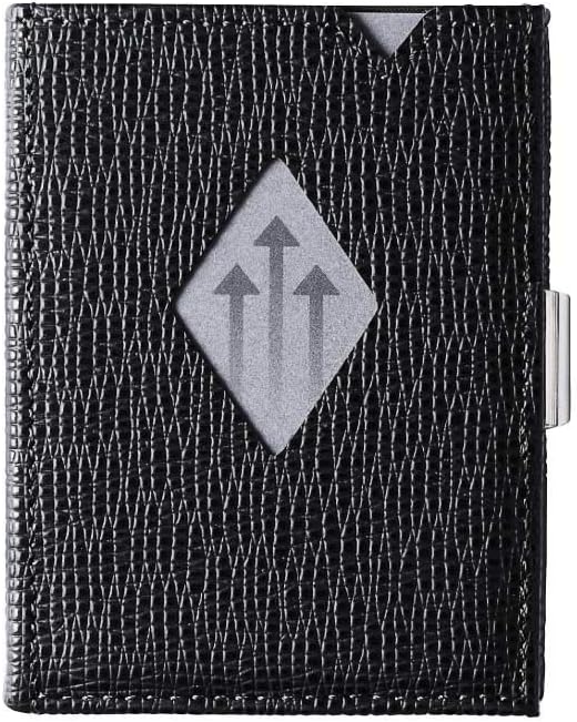 Exentri Wallet Kreditkartenetui echt Leder mit RFID Schutz, S, Mosaic Black [331] Schwarz, Schwarz