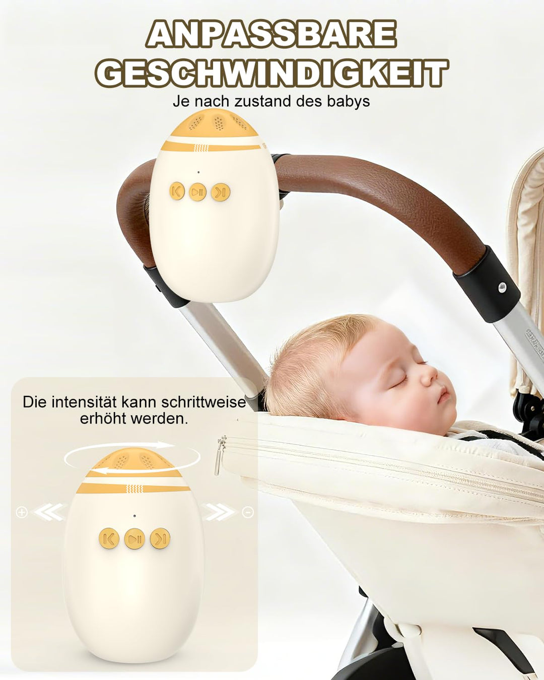 Kinderwagenschaukler, Einschlafhilfe Baby Wiederaufladbar, 2 Halterungen | 11 Beruhigende Klänge,Stu