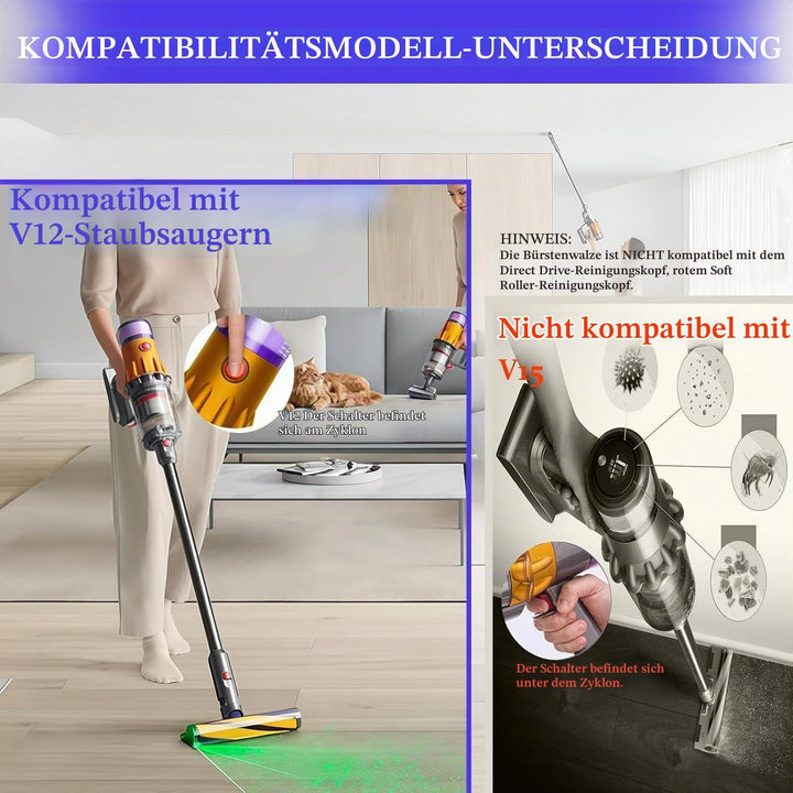 V12 Bürste für Dyson V12 Detect Slim Absolute Bürstenwalze Bürsten, Staubsauger Rolle Ersatzteile, B