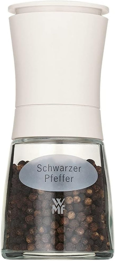 WMF De Luxe Salz und Pfeffermühle, unbefüllt, Cromargan Edelstahl Glas, Keramikmahlwerk, Mühle für S