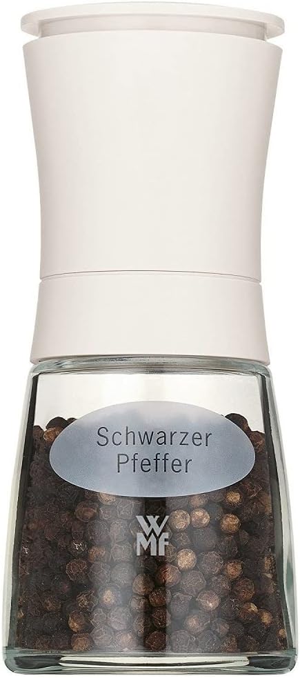 WMF De Luxe Salz und Pfeffermühle, unbefüllt, Cromargan Edelstahl Glas, Keramikmahlwerk, Mühle für S