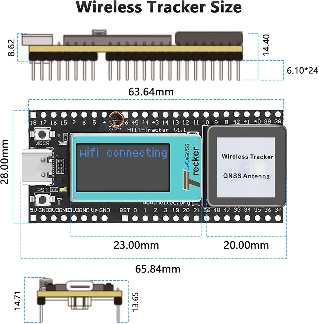 Wireless Tracker mit ESP32 LCD Display Binghe 868Mhz Wireless Tracker Unterstützt WiFi Bluetooth/LoR