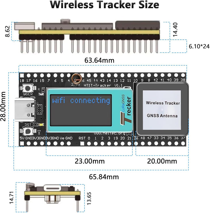 Wireless Tracker mit ESP32 LCD Display Binghe 868Mhz Wireless Tracker Unterstützt WiFi Bluetooth/LoR