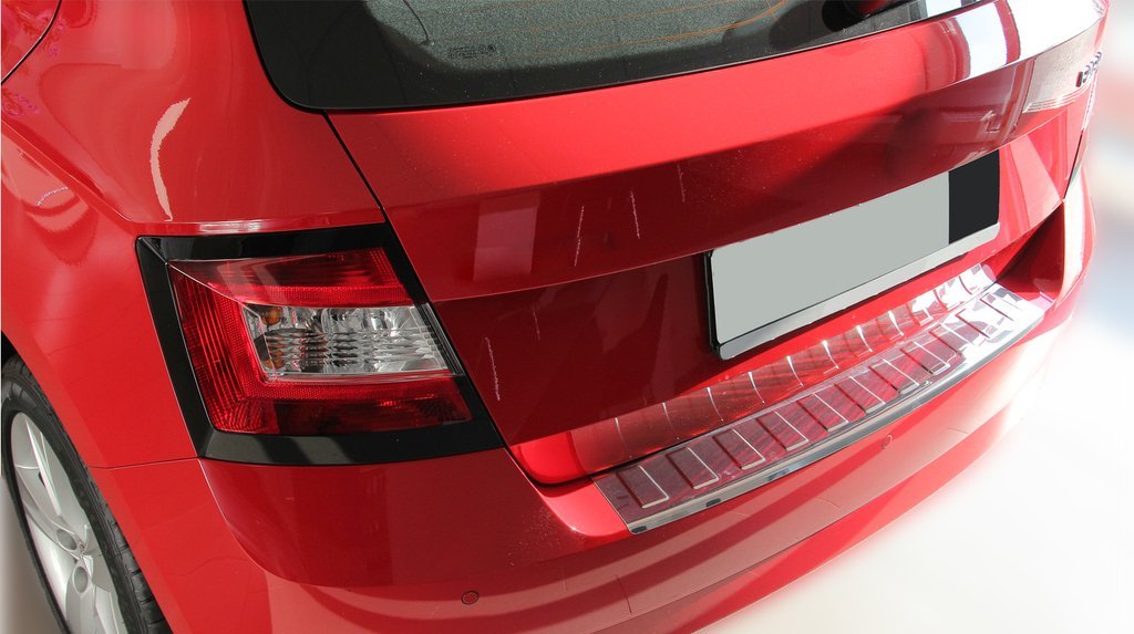 Ladekantenschutz Edelstahl CHROM kompatibel für SKODA FABIA III | ab 2014 | mit Abkantung | premium