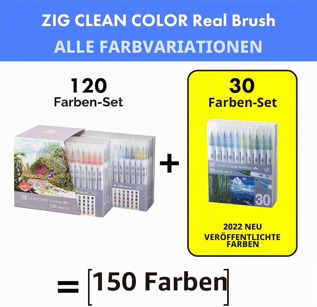 Kuretake Zig Clean Color Pinsel-Set, rauchige Farben, 30 Farben set B, [2022 Neue Farbe] 30 Farben S