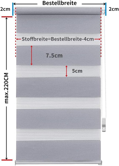 OBdeco Doppelrollo Duo Rollo Klemmfix ohne Bohren für Fenster lichtdurchlässig und verdunkelnd (95x2