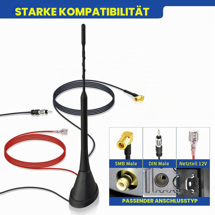 Eightwood DAB Antenne Autoantenne Splitter Verstärker SMB auf DIN-Anschluss Universal Dach DAB Anten